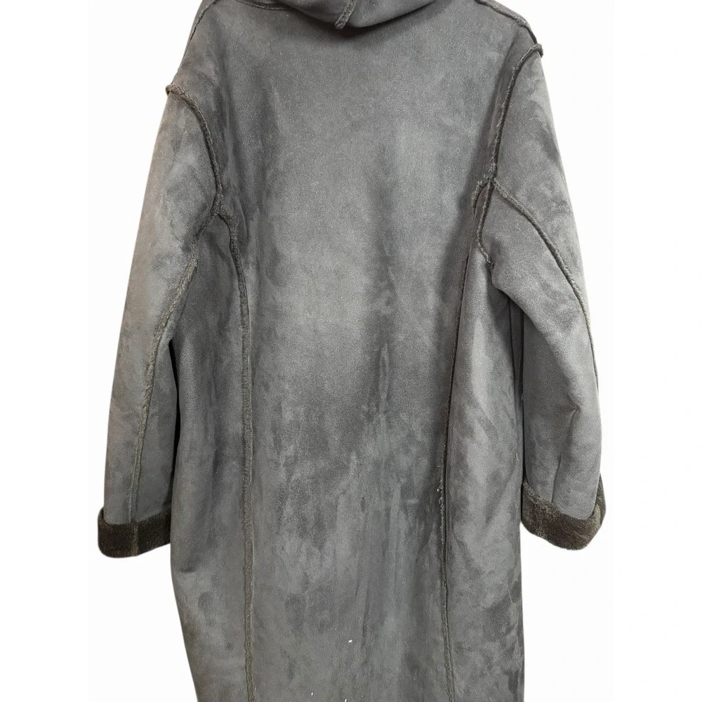 VTG Witch Winter Mystical Boho Penny Lane Coat XL Vegan Suede Long Hooded Jacket